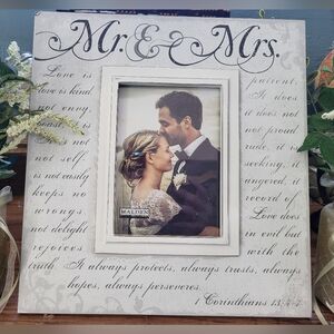 White Mr. & Mrs. "Love Is Patient, LOVEMMPhoto Frame